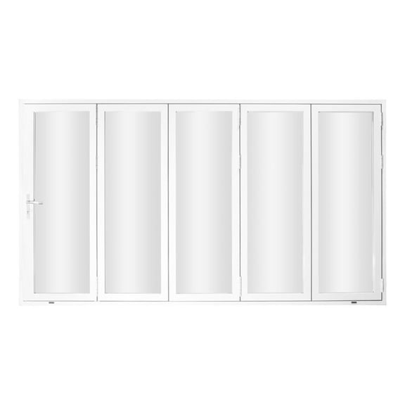 Pemberly Row 144" x 80" Aluminum & Glass Folding Door with 5 Panels in White