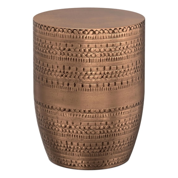 Pemberly Row 15" Contemporary Metal Accent Side Table in Antique Copper Brown