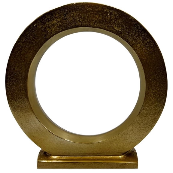 Pemberly Row 15" Decorative Handmade Aluminum Modern Round Sculpture in Gold