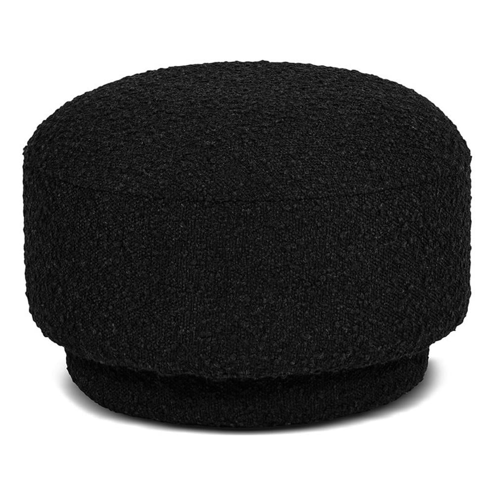 Fuji 15" Ebony Black Boucle Mushroom Footstool Ottoman