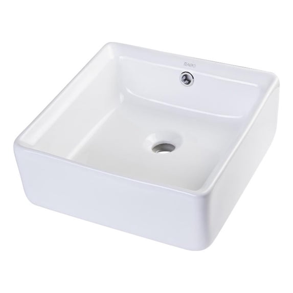 Pemberly Row 15" Square Ceramic Above Mount Bathroom Vessel Sink