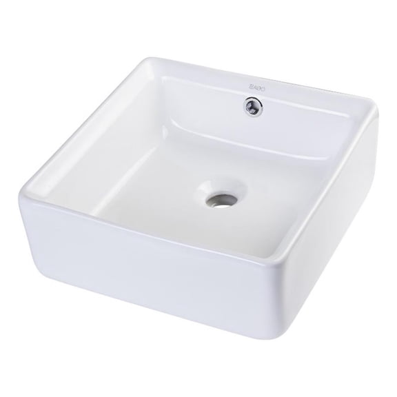 Pemberly Row 15" Square Ceramic Above Mount Bathroom Vessel Sink