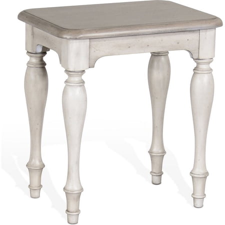Pemberly Row 16" Coastal Wood Chair Side Table in Off White/Taupe