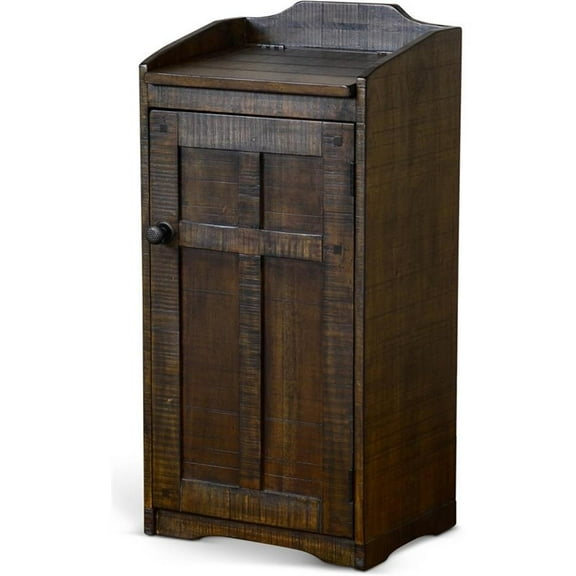 Pemberly Row 16" Farmhouse Wood Trash Box/Bin in Tobacco Leaf