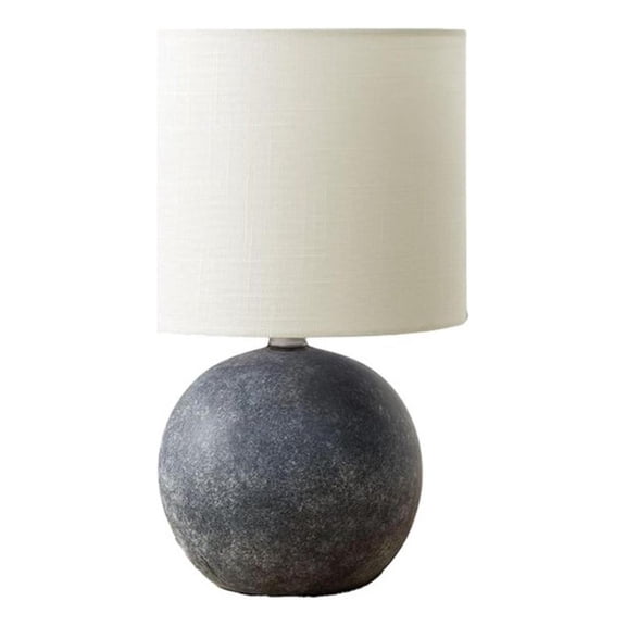 Pemberly Row 16" Gray Concrete Globe Table Lamp with Ivory Fabric Shade