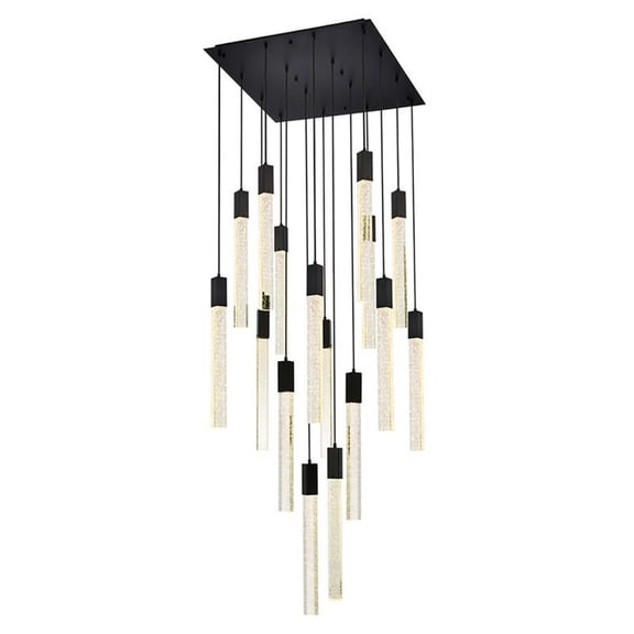 Pemberly Row 16-Light Modern Metal and Crystal Pendant in Black