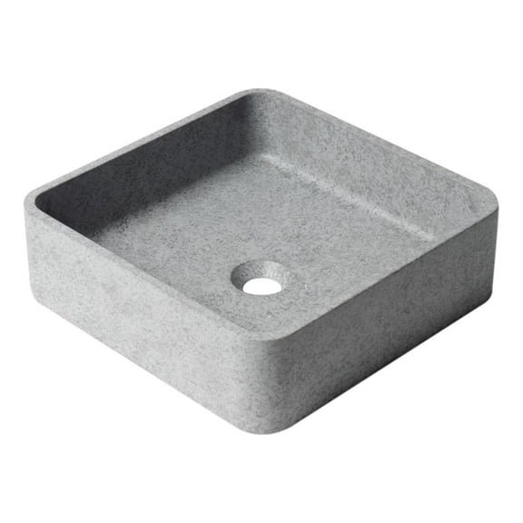 Pemberly Row 16" Solid Concrete Chiseled Style Square Above Mount Vessel Sink