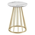 thumbnail image 1 of Pemberly Row 16" Wood Side Table with Metal Caged Base - White Marble / Gold, 1 of 6