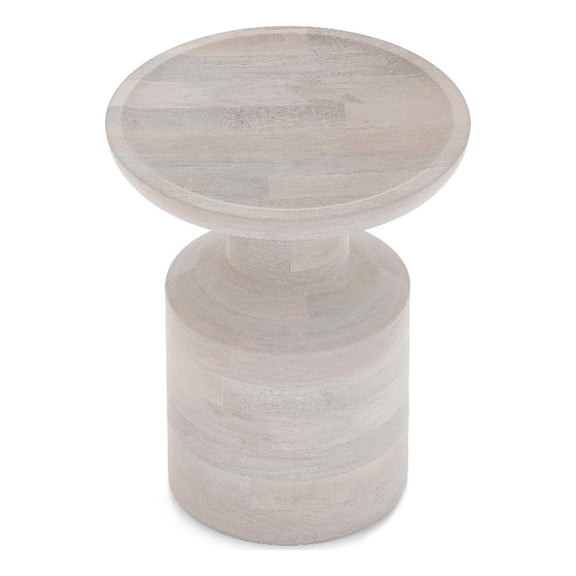Pemberly Row 16 inch Wide Solid Mango Boho Accent Table in White Wash