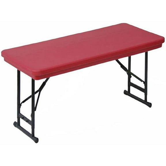 Pemberly Row 17-27" Adjustable Height Heavy Duty Blow-Molded Folding Table - Red