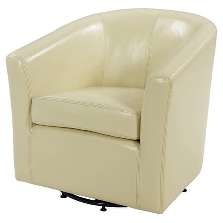 Pemberley Row Bonded Leather Beige Swivel Tub Chair Rectangular 17.5" Assembled
