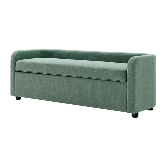 Pemberly Row 17.5" Fabric Storage Bench in Meridian Sea Green