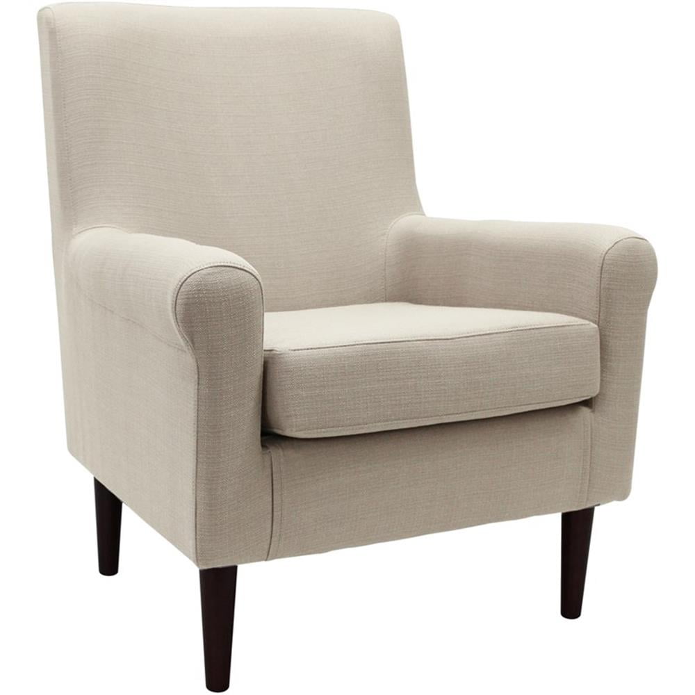 Pemberly Row 17.5"H Fabric Rolled Arm Lounge Chair in Beige Finish ...