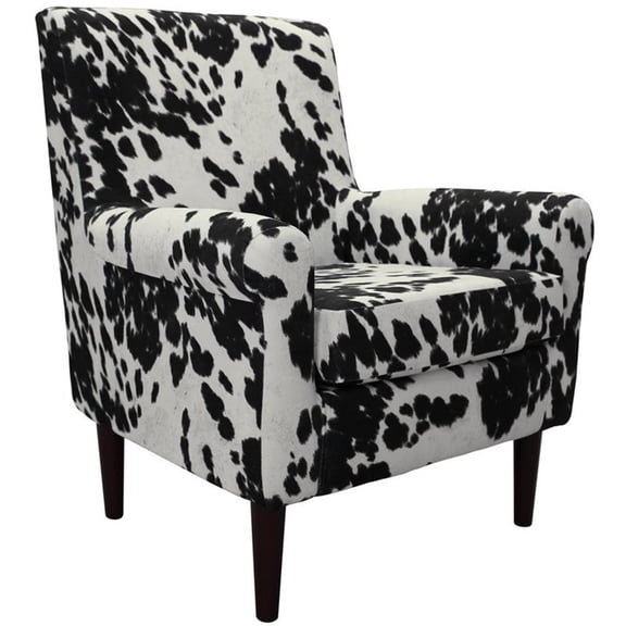 Pemberly Row 17.5"H Fabric Rolled Arm Lounge Chair in Cowhide Black