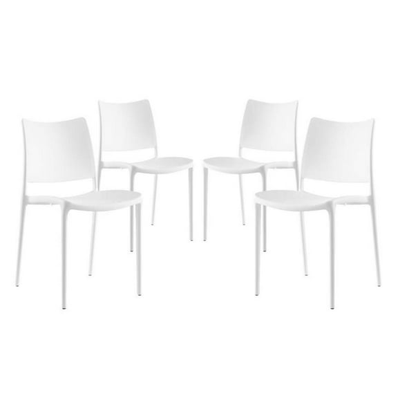 Pemberly Row 17.5" Modern Plastic Dining Side Chair in White (Set of 4)