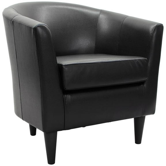 Pemberly Row 17.5" Traditional Faux Leather Club Chair in Black