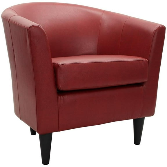 Pemberly Row 17.5" Traditional Faux Leather Club Chair in Red