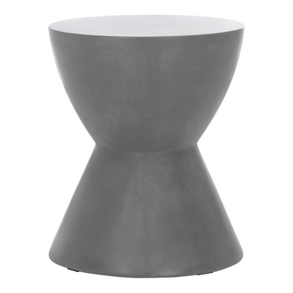 Pemberly Row 17.7" Round Concrete Indoor/Outdoor Accent Table in Dark Gray