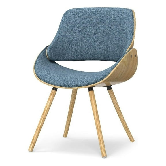 Pemberly Row 17.71" Modern Fabric & Wood Dining Chair in Denim Blue/Light Wood
