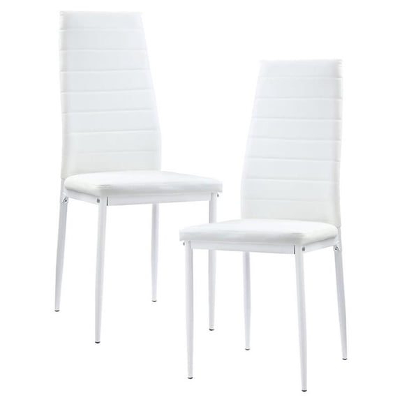 Pemberly Row 17.75" Modern Metal Dining Room Chair in White (Set of 2)