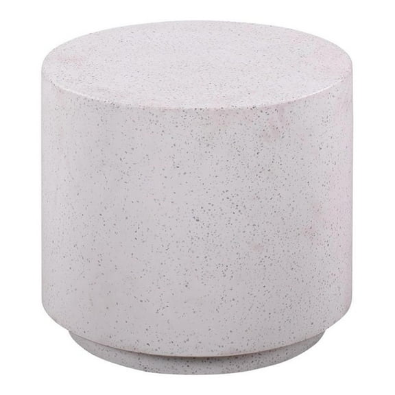 Pemberly Row 17.8"H Light Speckled Concrete Stone Side Table in Gray