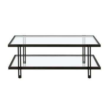 Pemberly Row 17" Contemporary Metal Coffee Table in Black and Bronze Finish