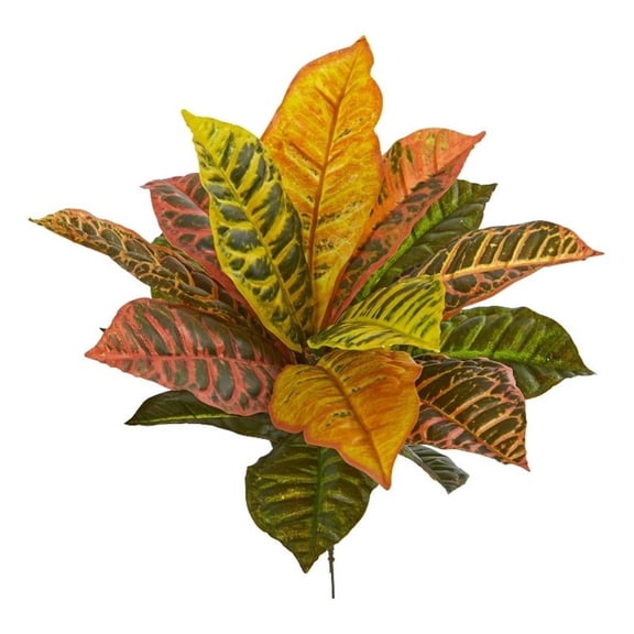 Pemberly Row 17" Garden Croton Artificial Plant Real Touch (Set of 6)