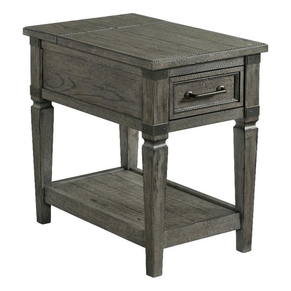 Pemberly Row 17" Transitional Wood Veneer Chairside Table - Pewter