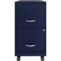 Pemberly Row 18" 2-Drawer Metal Mobile Smart Vertical Filing Cabinet in Navy