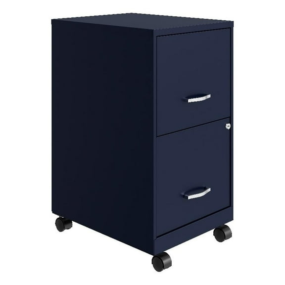 Pemberly Row 18" 2 Drawer Mobile Ultra Pedestal Metal File Cabinet - Navy