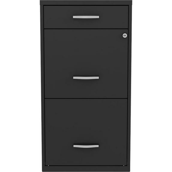 Pemberly Row 18" 3-Drawer Modern Metal Organizer File Cabinet in Black