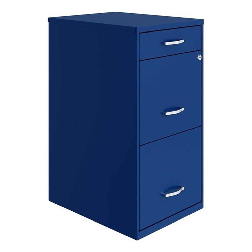 Pemberly Row 18" 3-Drawer Modern Metal Organizer Filing Cabinet in Blue