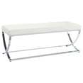 thumbnail image 1 of Pemberly Row 18.5" Contemporary Faux Leather Tufted Accent Bench in White, 1 of 5