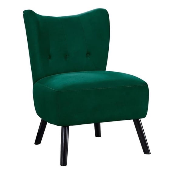 Pemberly Row 18.5" Contemporary Velvet Upholstered Accent Chair in Green