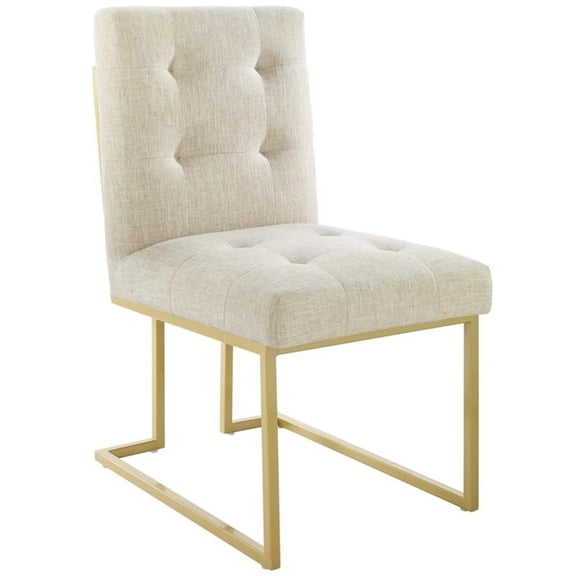 Pemberly Row 18.5" Modern Fabric Upholstered Dining Accent Chair in Beige/Gold