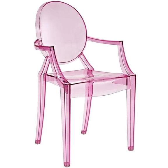 Pemberly Row 18.5" Modern Plastic Dining Armchair in Pink Finish