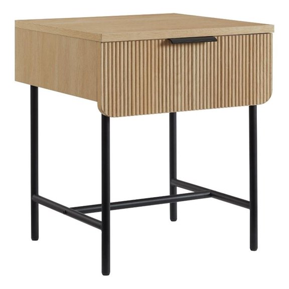 Pemberley Row MDF Coastal Oak Side Table Rectangular Fluted 18.5"