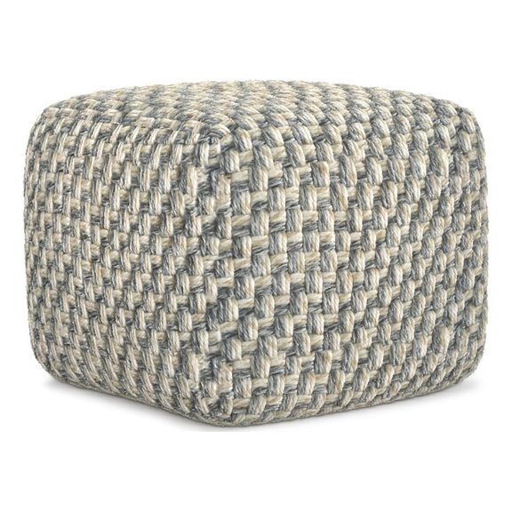 Pemberly Row 18" Boho Pouf in Multicolor PET Polyester