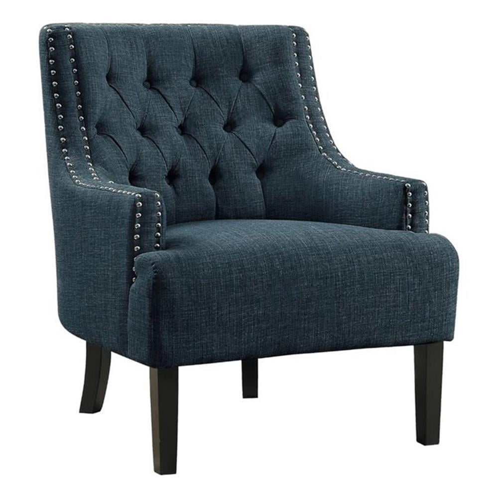 Pemberly Row 18" Contemporary Fabric Upholstered Accent Chair in Indigo ...