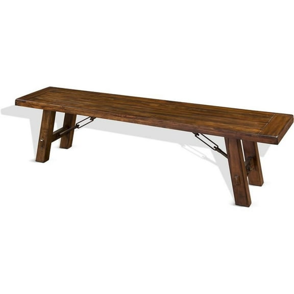 Pemberley Row Mahogany Medium Brown Bench Rectangular Distressed 72" Unassembled