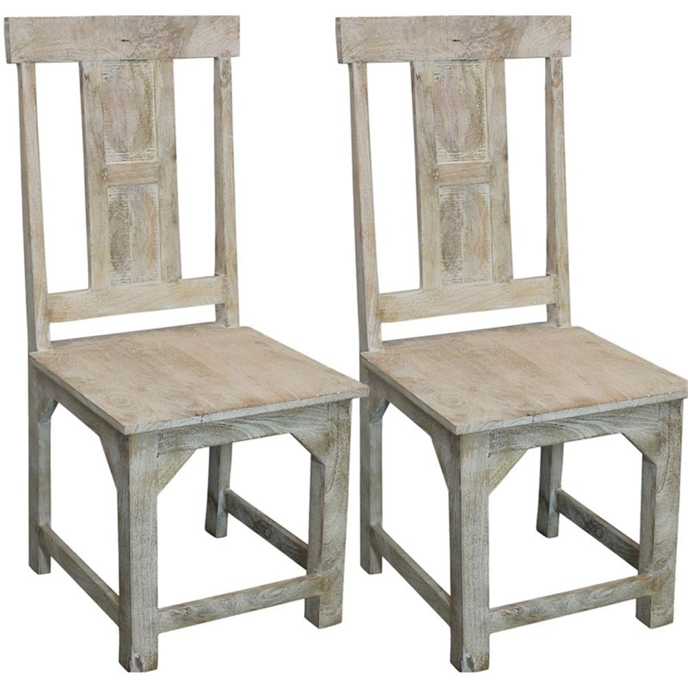 Pemberley Row Mango Solid Wood White Wash Dining Chair Rectangular ...