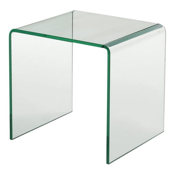 Pemberly Row 18" Glass End Table with Rounded Edges in Clear