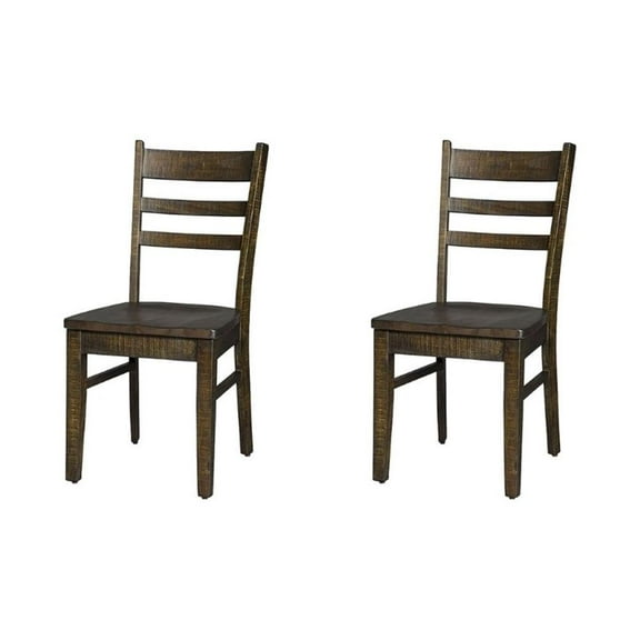 Pemberly Row 18" Ladderback Chair with Wood Seat in Tobacco Leaf (Set of 2)