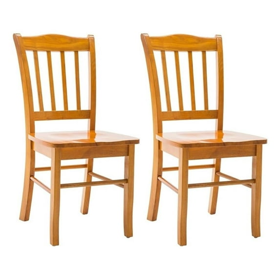 Pemberly Row 18" Ladderback Wood Dining Chair in Natural Oak (Set of 2)