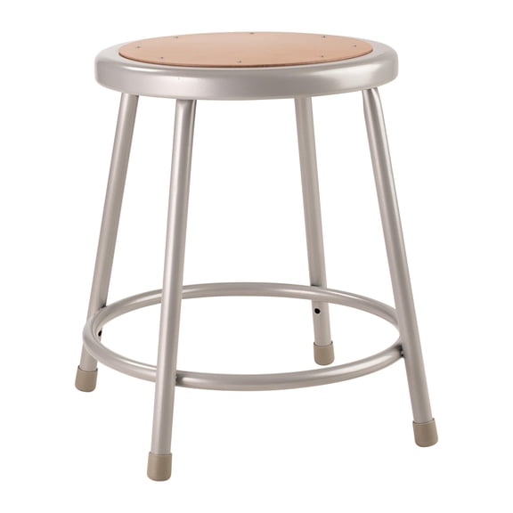 Pemberly Row 18" Modern Metal and Wood Heavy Duty Stool in Gray