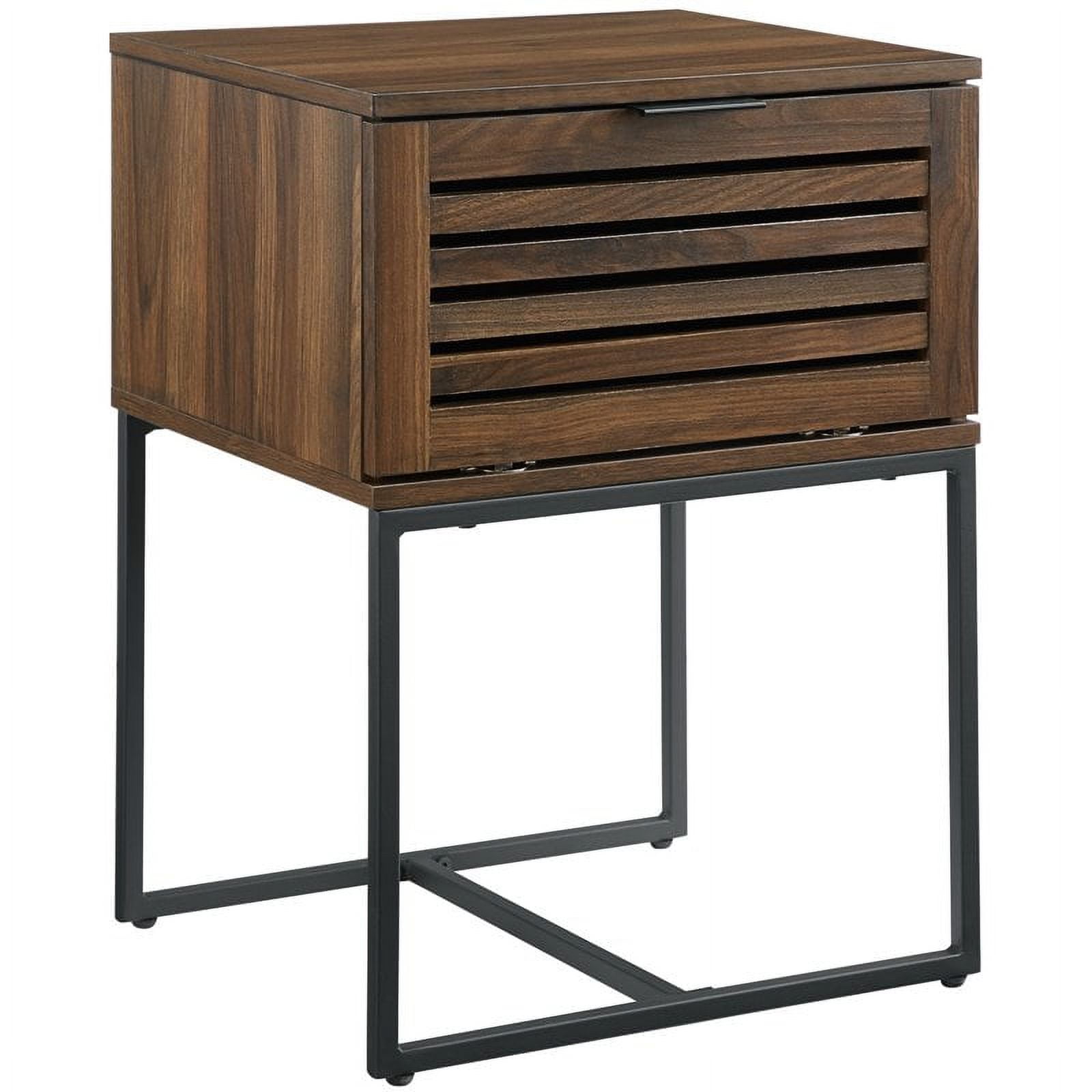 Pemberly Row 18" Slat-Door Modern Industrial Nightstand in Dark Walnut ...