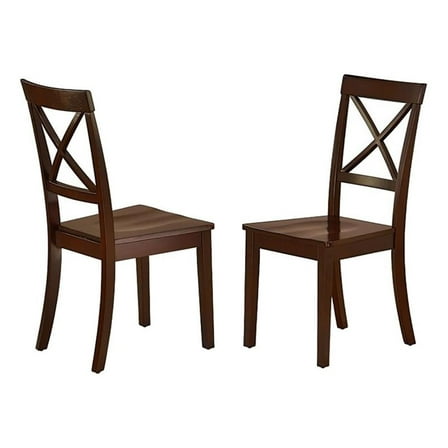 Pemberly Row 18" Traditional Wood Dining Chair in Mahogany (Set of 2)