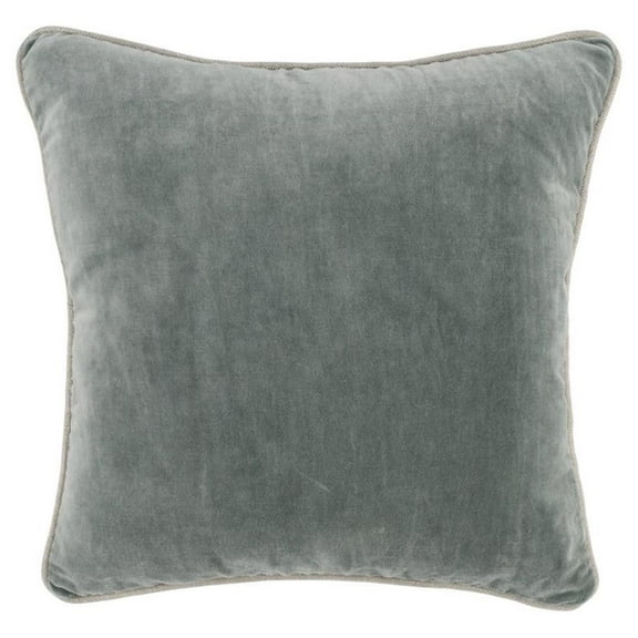 Pemberly Row 18x18" Square Cotton Velvet Throw Pillow in Sage Green