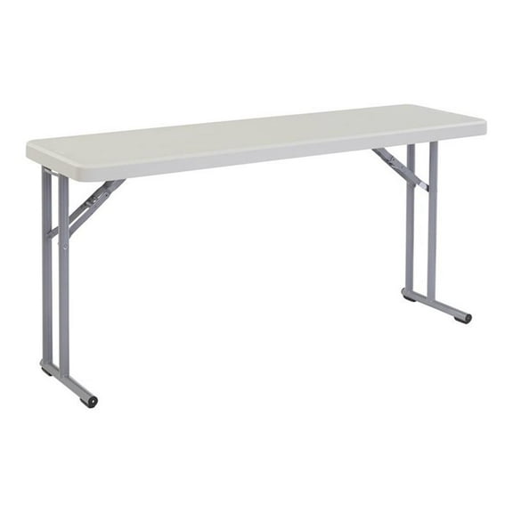 Pemberly Row 18x60" Plastic Heavy Duty Seminar Folding Table in Speckled Gray