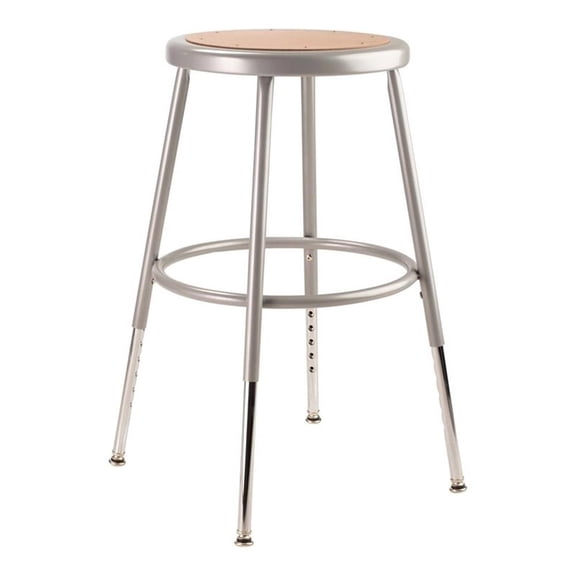 Pemberly Row 19-27" Height Adjustable Modern Metal Heavy Duty Stool in Gray